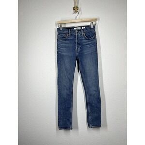 Re/ Done Originals High Rise Ankle Skinny Jean Size 25 Button Fly